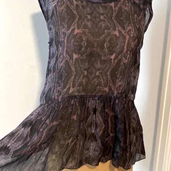 Rebecca Taylor Snake Print Sheer Ruffle Hem Blouse Size 4 (NWOT) - Picture 5 of 5
